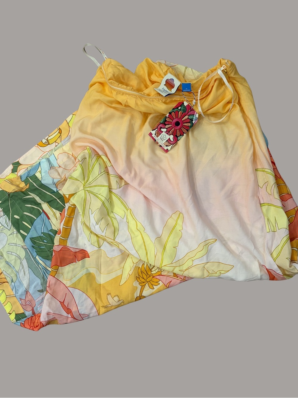 FARM Rio Yellow Ombre Strapless Maxi Dress with Tropical Print - Picture 4 of 6